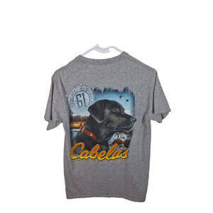Official Cabelas Legendary Outfitter Dog Graphic Gray Tshirt Size Small
